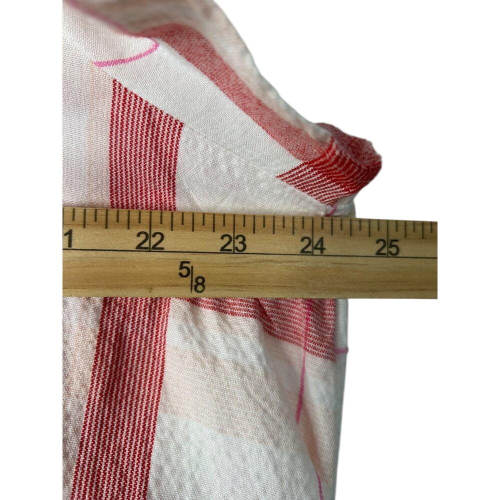 Loft Gauzy Picnic Dress XL Red White Plaid Flutter Sleeves Ruffle Hem No Belt - Picture 9 of 11